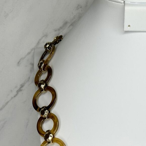 Liz Claiborne Chunky Plastic and Gold Tone Long Chain Link Necklace - Picture 9 of 9